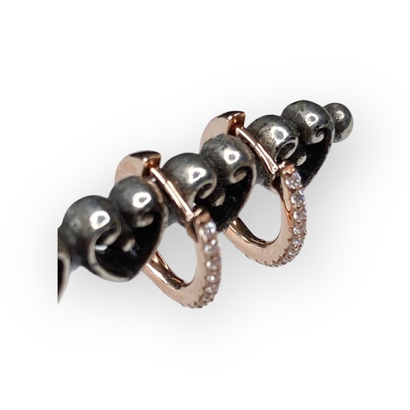 new Lassaire ❤︎ Simulated Diamond Pave Huggies Hoop Earrings ❤︎ Rose Gold Plated - Picture 12 of 16